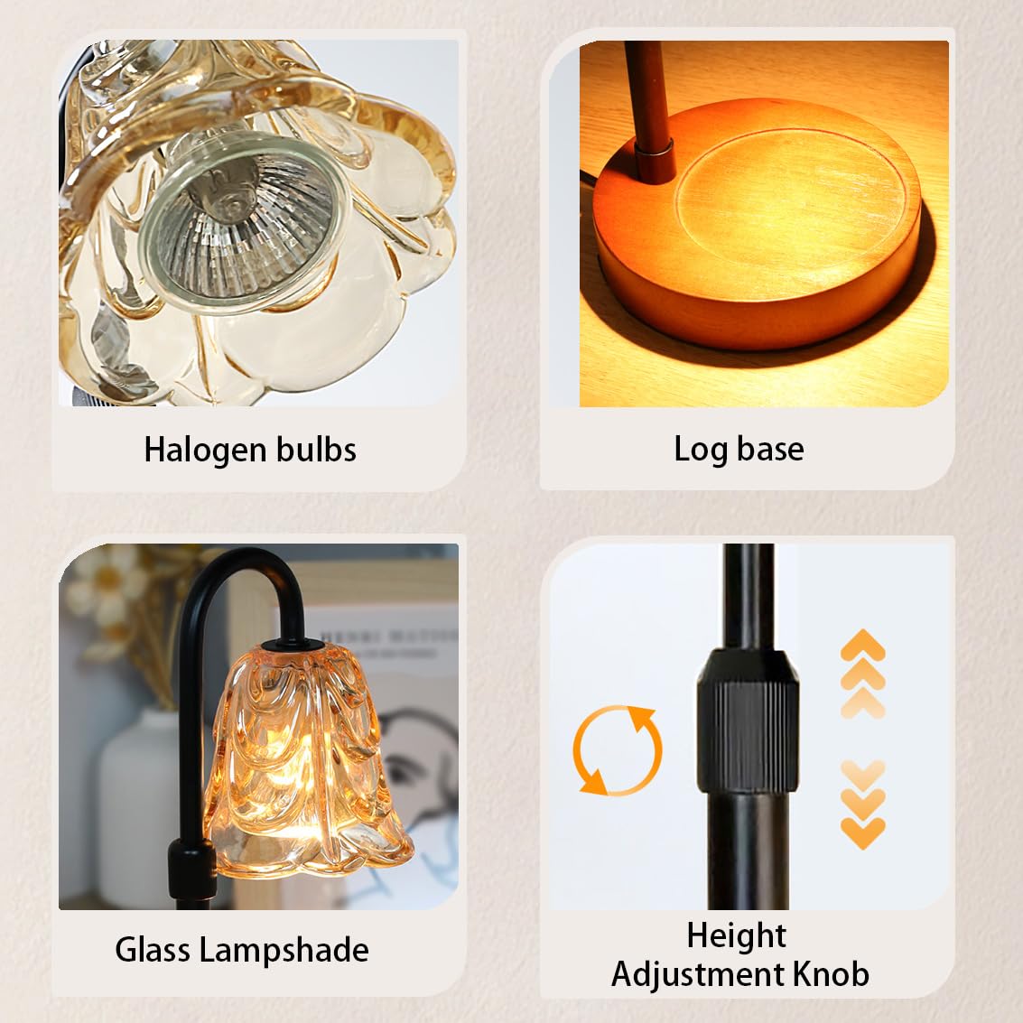 Candle Warmer Lamp with Timer Dimmer Adjustable Height Black B1234