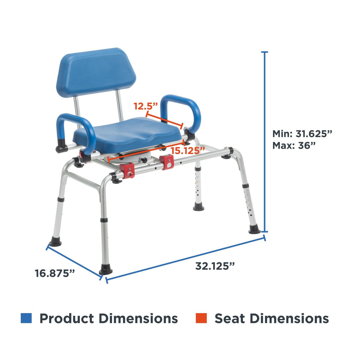 Rotating Transfer Bench with Padded Seat and Arms O750