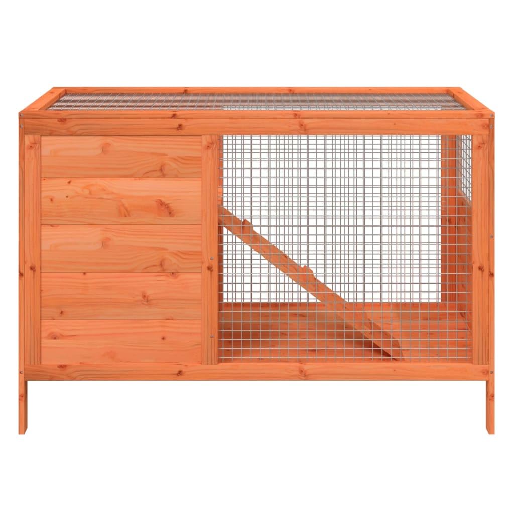 Solid Wood Pine Rabbit Hutch 2 Tier with Wire Mesh Walls and Ramp Z5402
