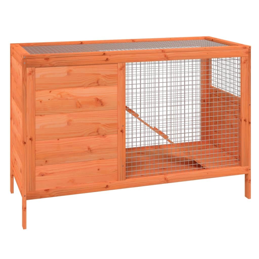 Solid Wood Pine Rabbit Hutch 2 Tier with Wire Mesh Walls and Ramp Z5402