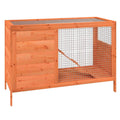 Solid Wood Pine Rabbit Hutch 2 Tier with Wire Mesh Walls and Ramp Z5402