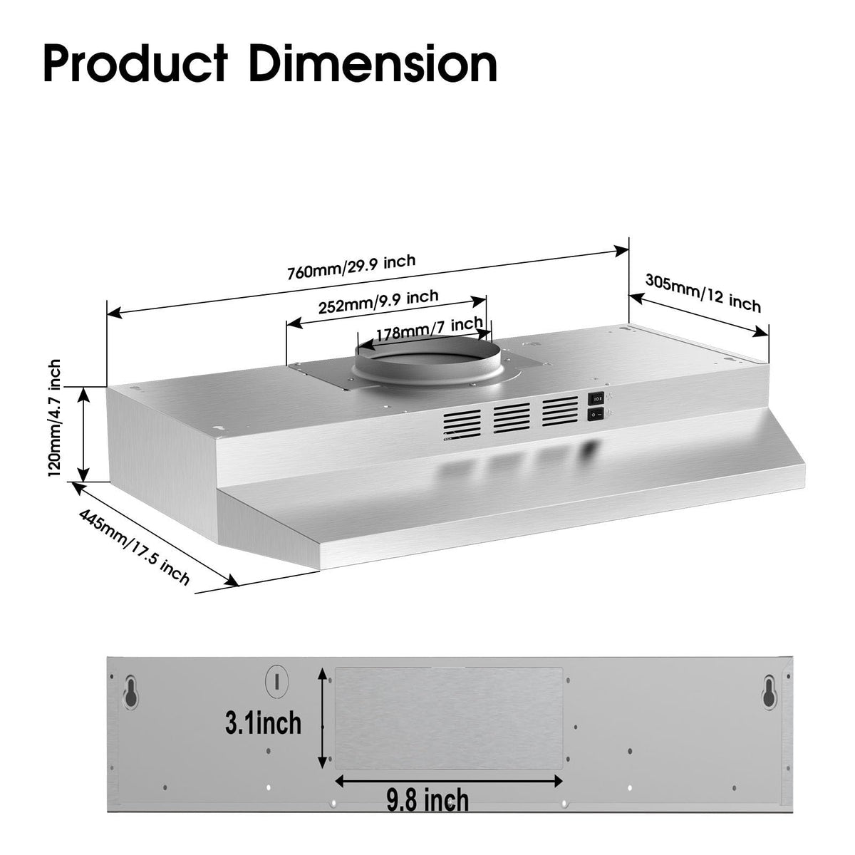 30 inch Under Cabinet Stainless Steel Range Hood D97427