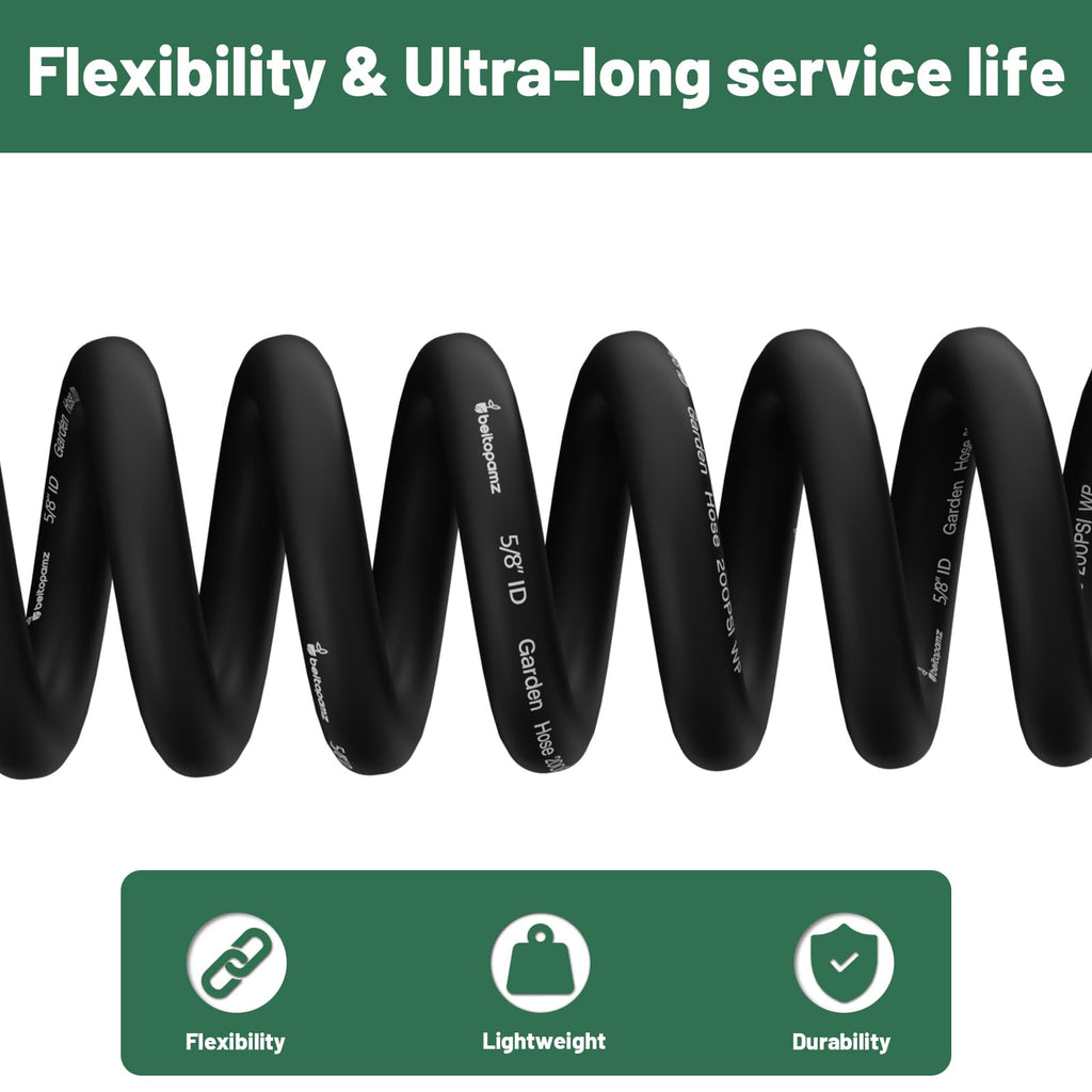 100 ft 5/8 in Heavy Duty Flexible Rubber Hybrid Garden Hose T890