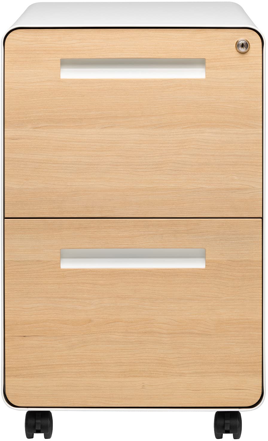 White 2 Drawer Mobile File Cabinet with Lock J973804