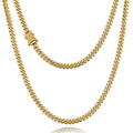 3mm 6mm Cuban Link Chain 14K Gold Plated Stainless Steel Necklace V1541