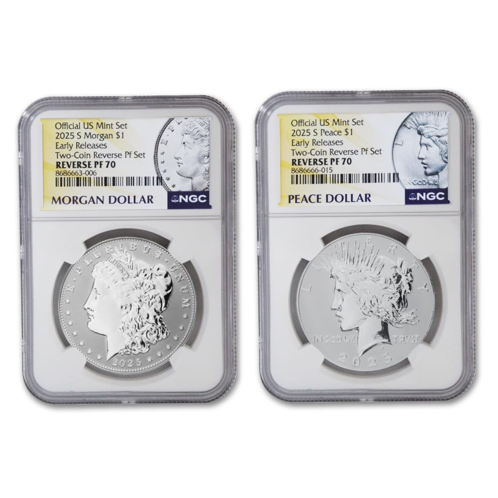 Set of 2 American Silver Morgan and Peace Dollar R684