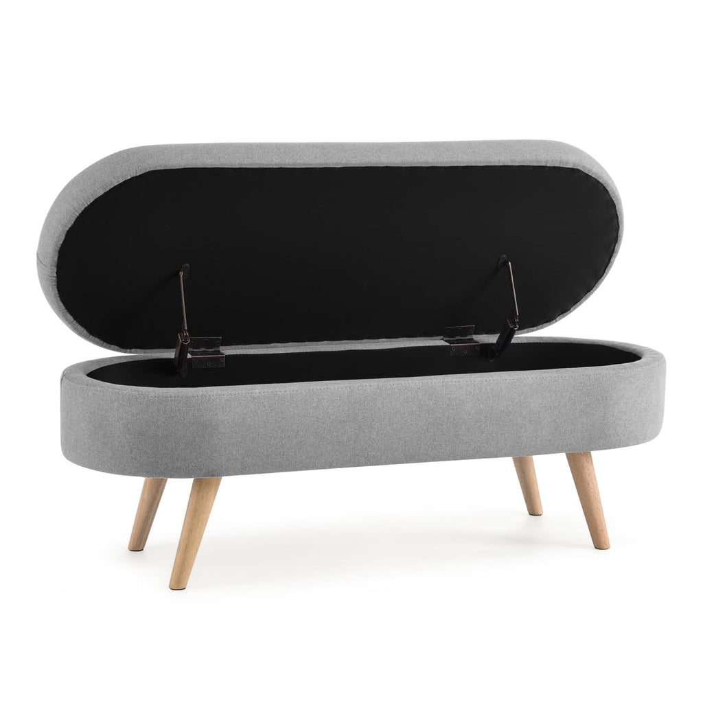 Oval Storage Bench with Rubber Wood Legs Q933216