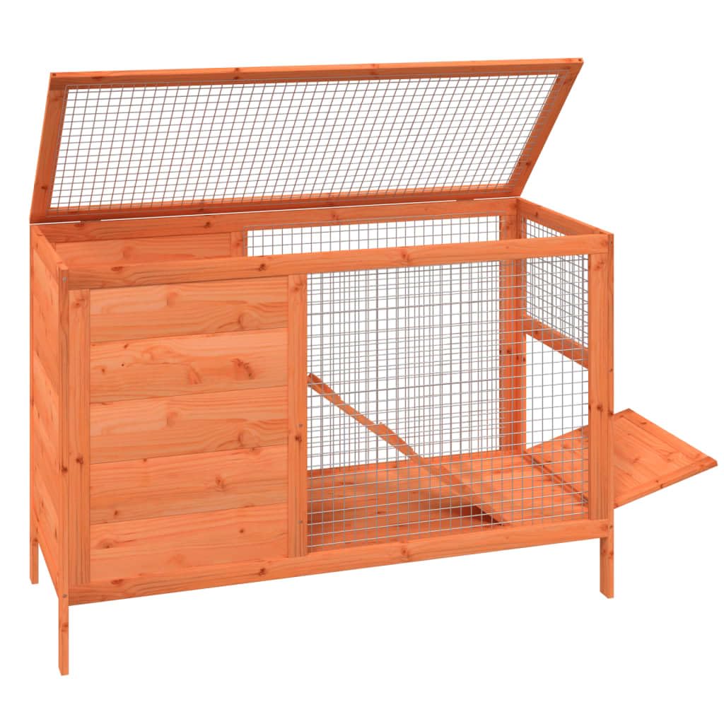 Solid Wood Pine Rabbit Hutch 2 Tier with Wire Mesh Walls and Ramp Z5402