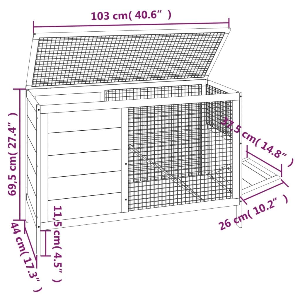 Solid Wood Pine Rabbit Hutch 2 Tier with Wire Mesh Walls and Ramp Z5402