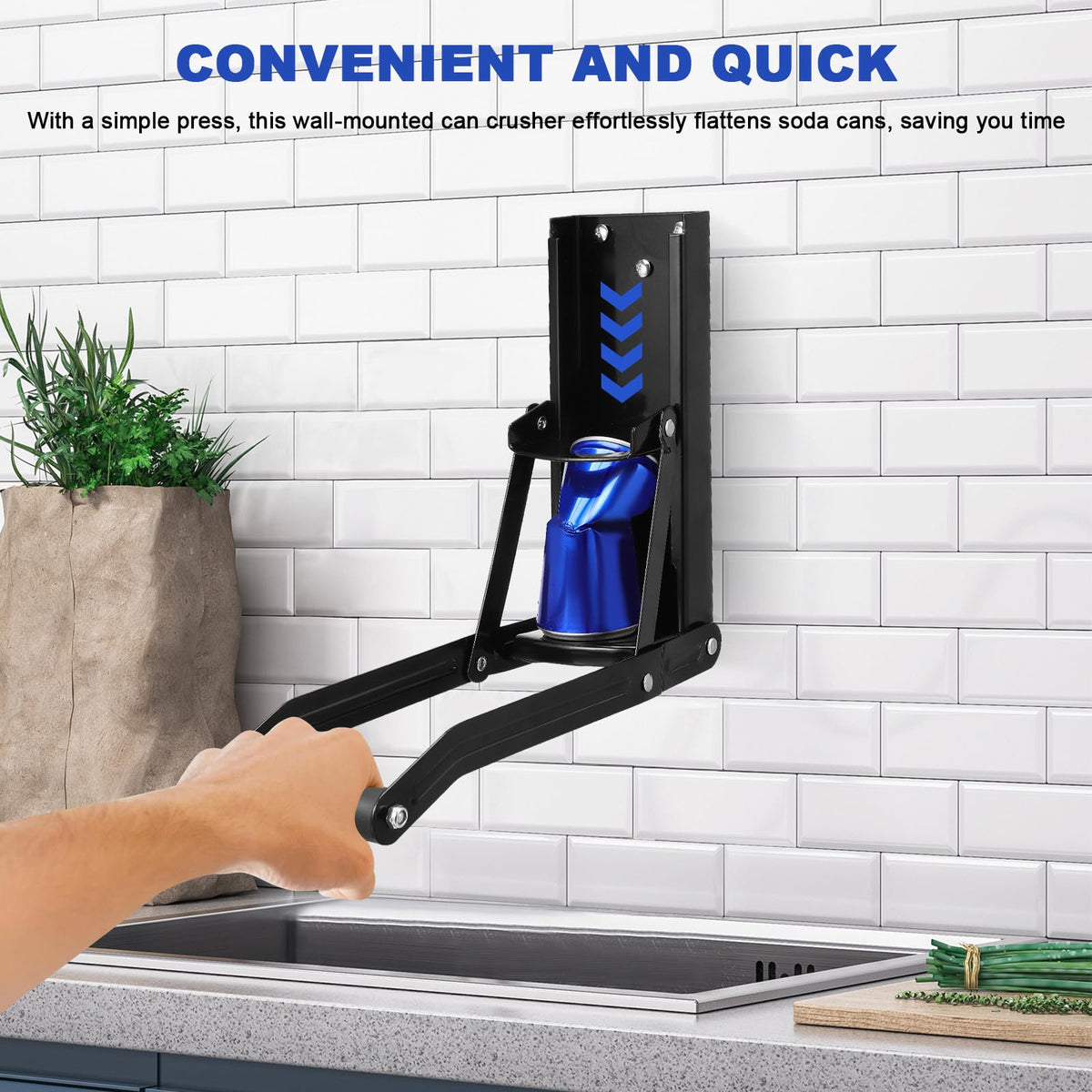 Wall Mounted Stainless Steel Can Crusher with Bottle Opener G792
