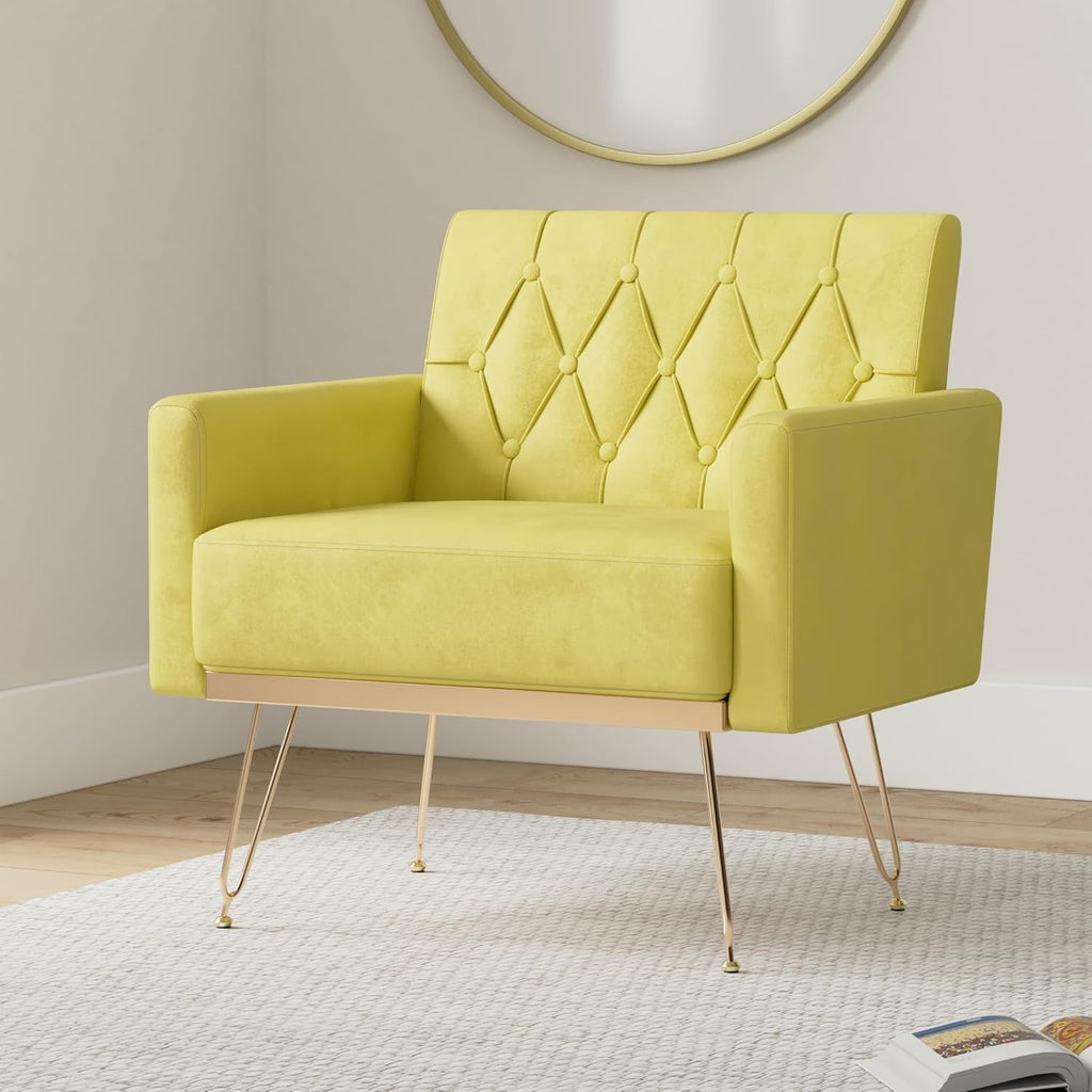 Green Velvet Accent Chair with Arm J433