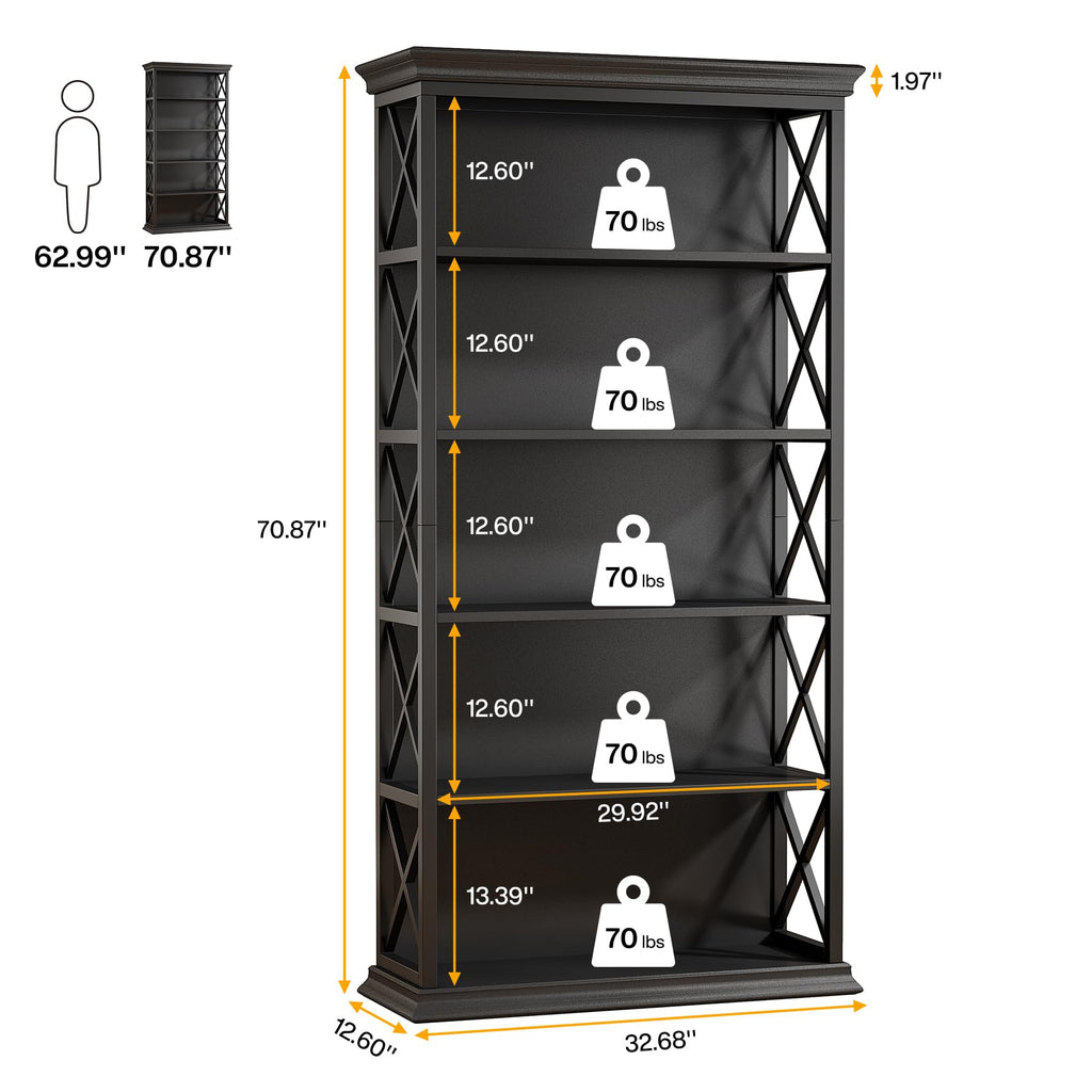 71 Inches 6-Tier Bookcase E221