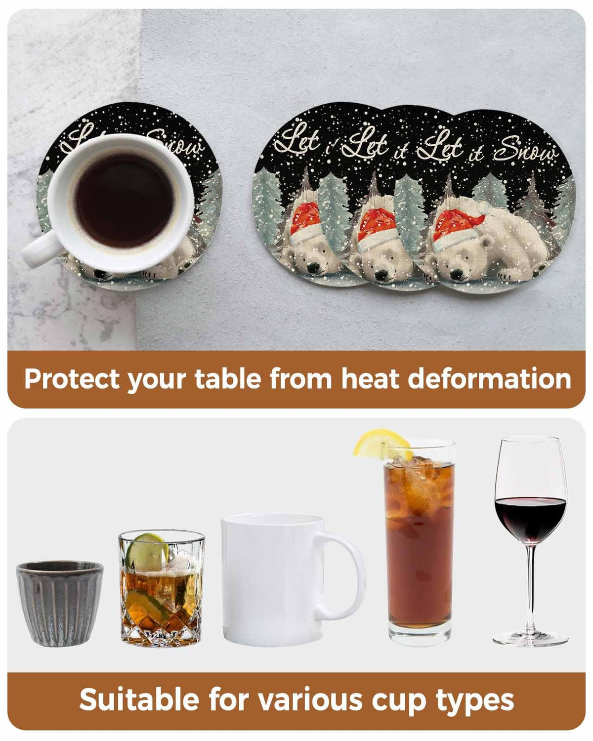 Set of 4 Absorbent Ceramic Stone Coasters with Holder Z15895