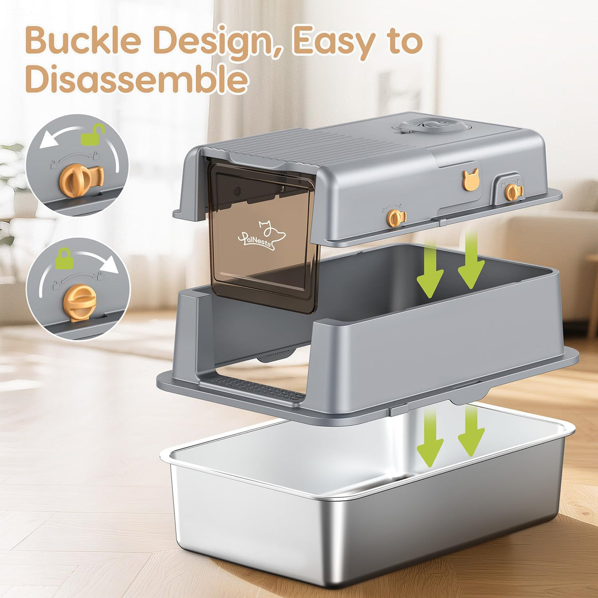 Stainless Steel Litter Box with Lid Z6866