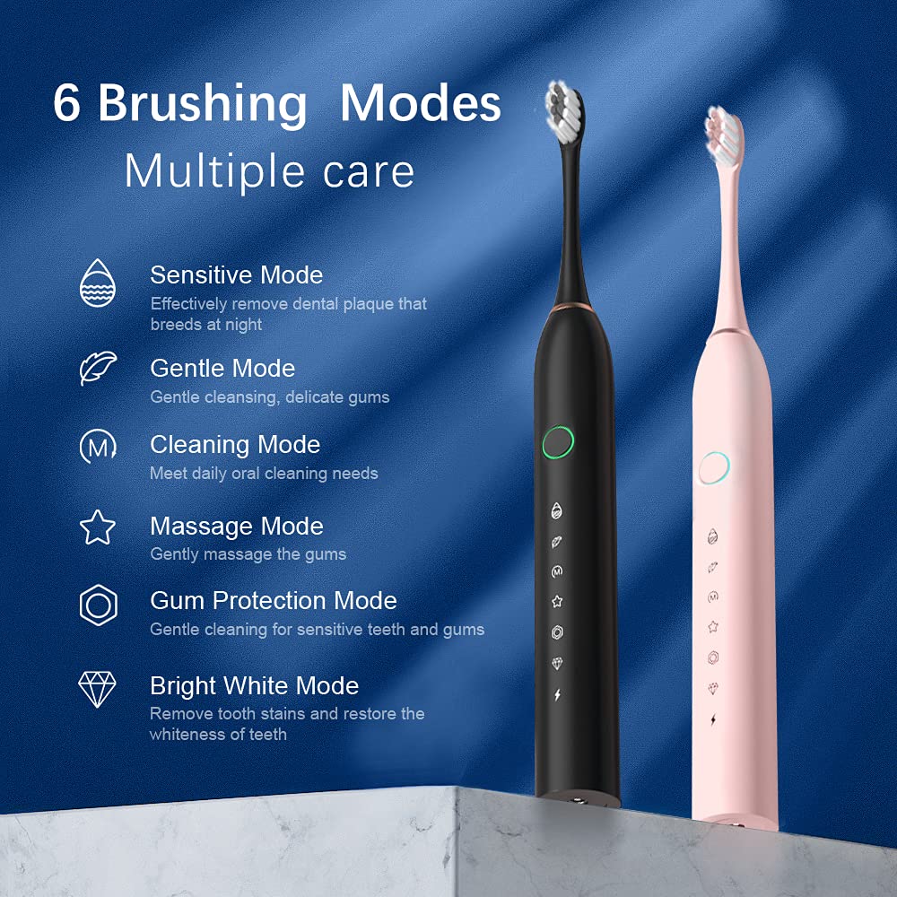 2 Pack Rechargeable Electric Toothbrushes with 8 Brush Heads A46745