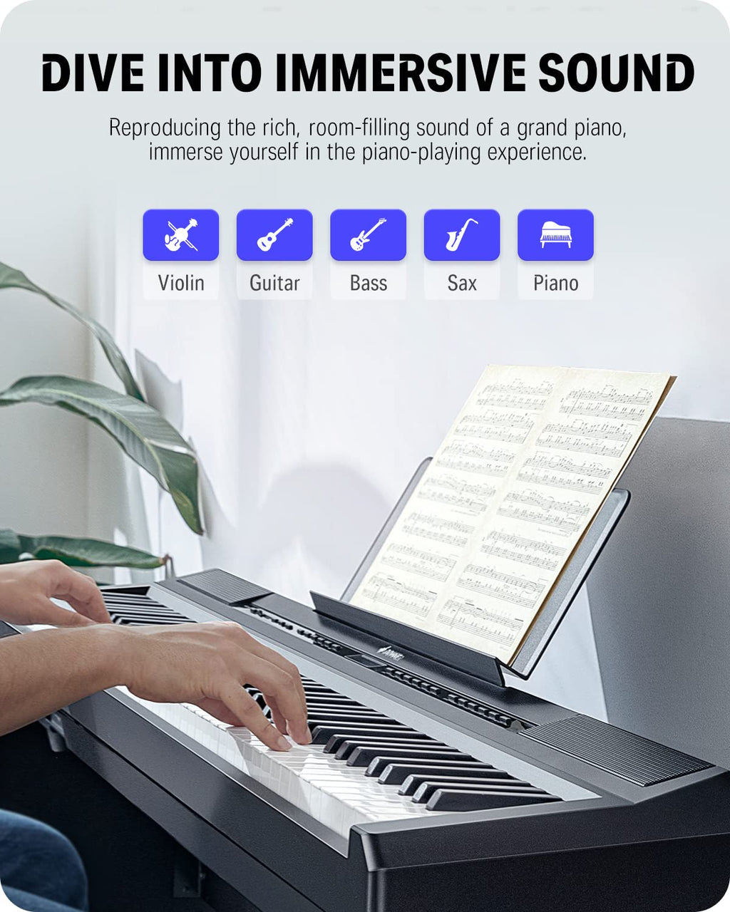 88 Key Weighted Digital Piano with Sustain Pedal M418