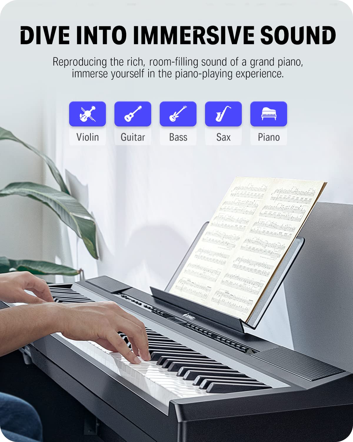 88 Key Weighted Digital Piano with Sustain Pedal M418