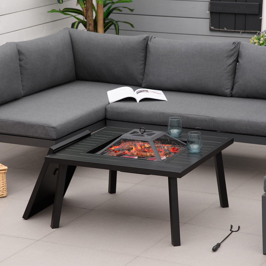34 in Black Fire Pit with Grill K9907