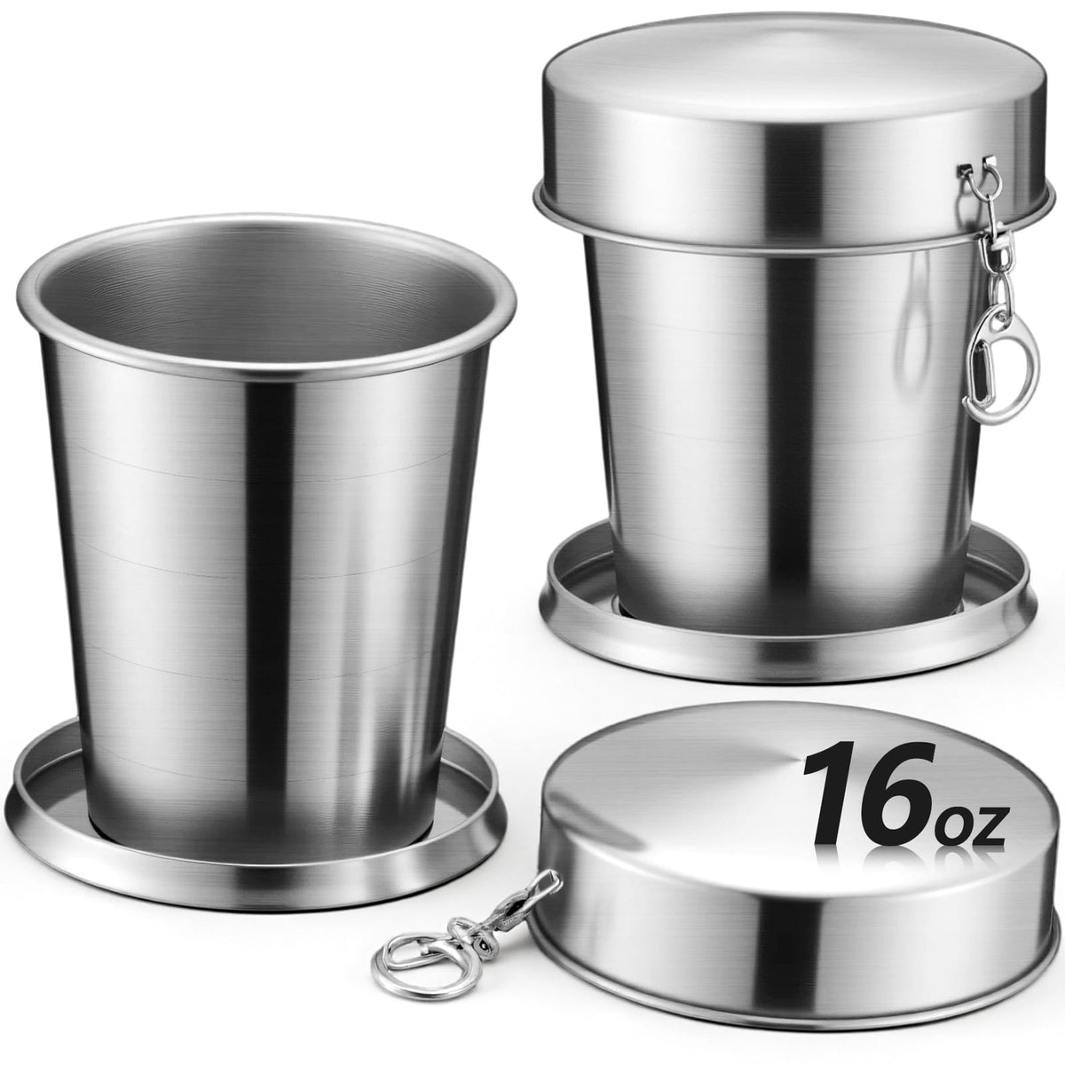 2 Pack 304 Stainless Steel Collapsible Cup 16 oz K400965