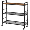 3-Tier Metal Storage Rack with Wheels, Mesh Shelving Unit, Black C1002