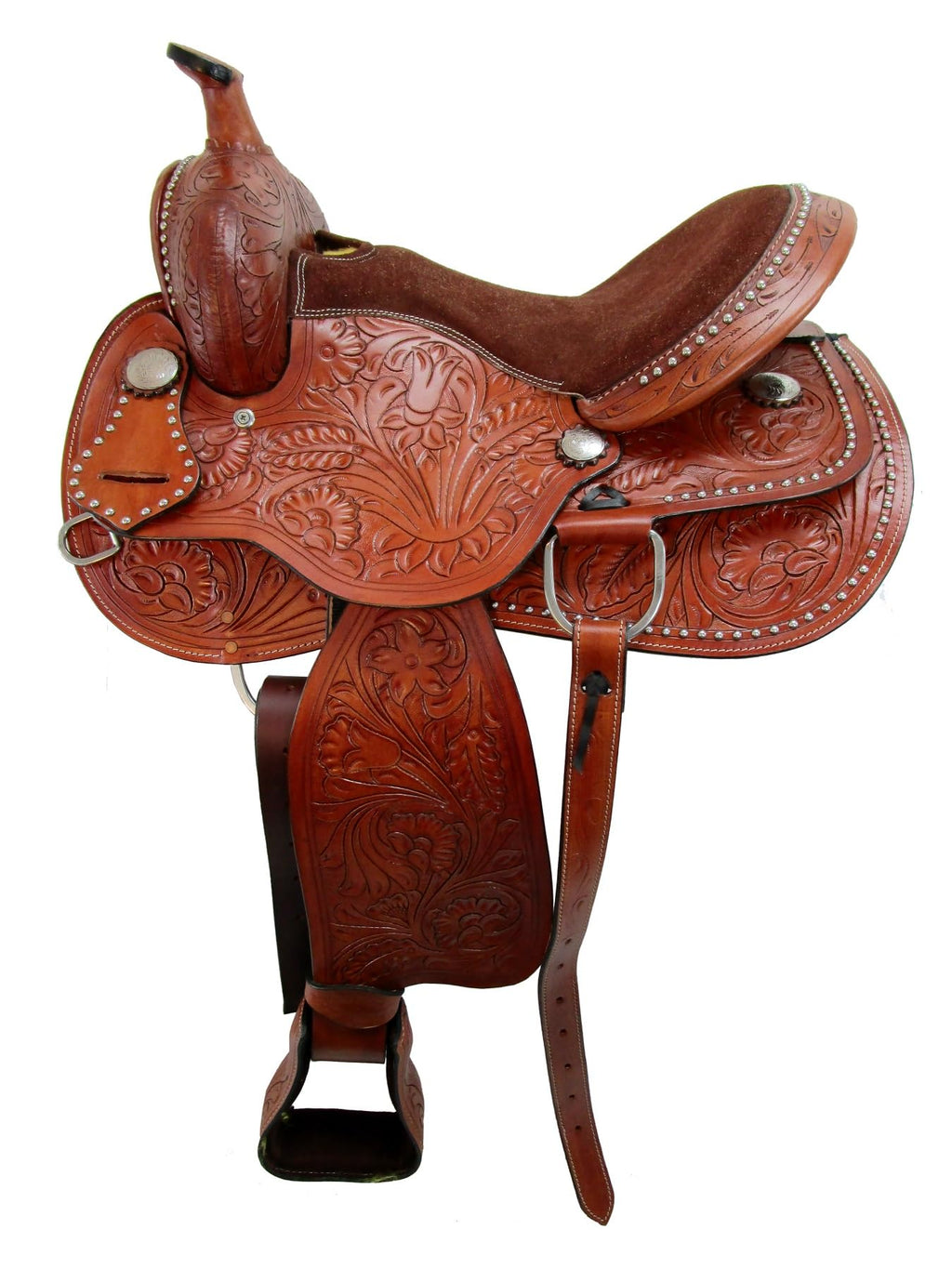 Tooled Leather Western Horse Saddle 15 16 17 18 G706