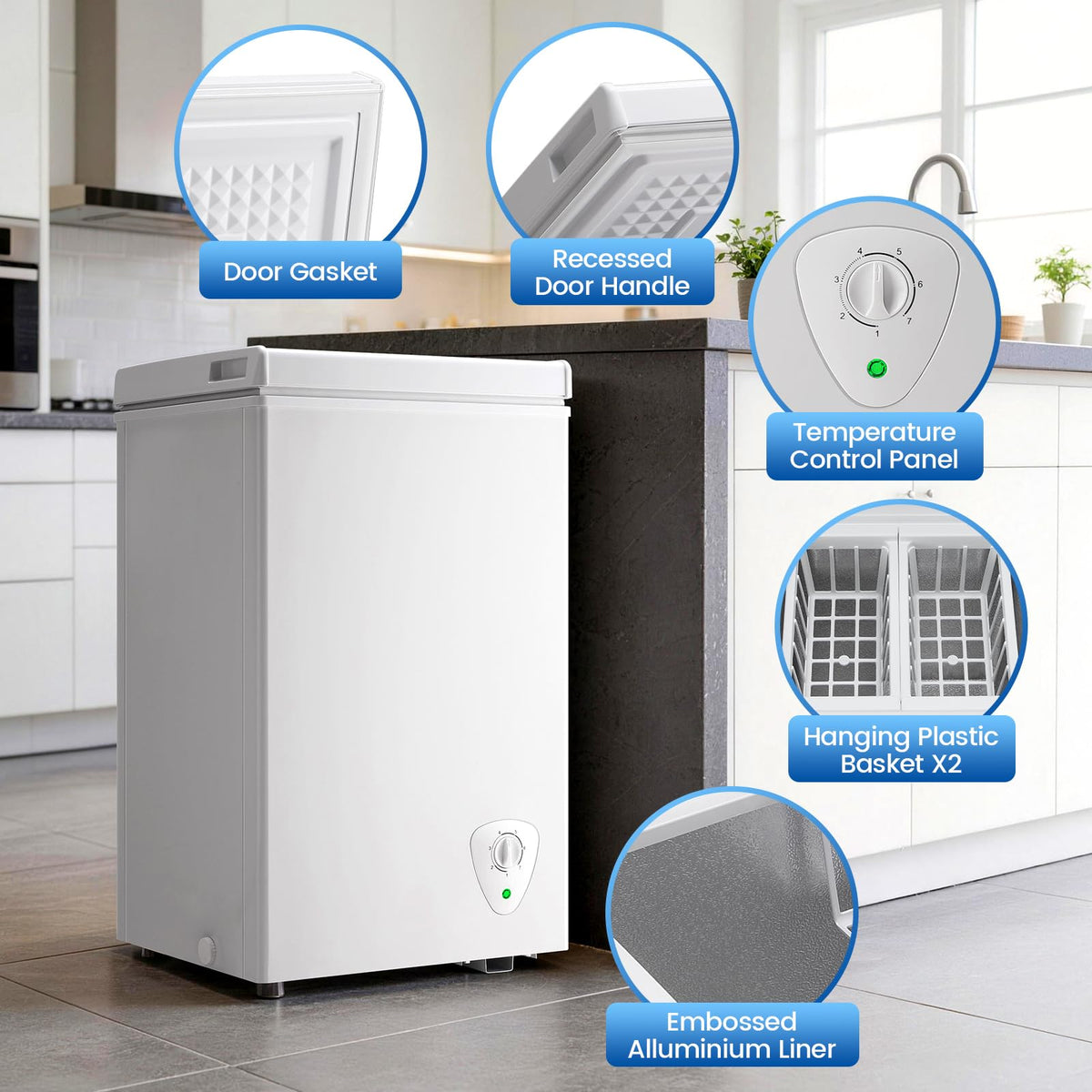White 2.2 Cu Ft Chest Freezer with Storage Baskets C59023