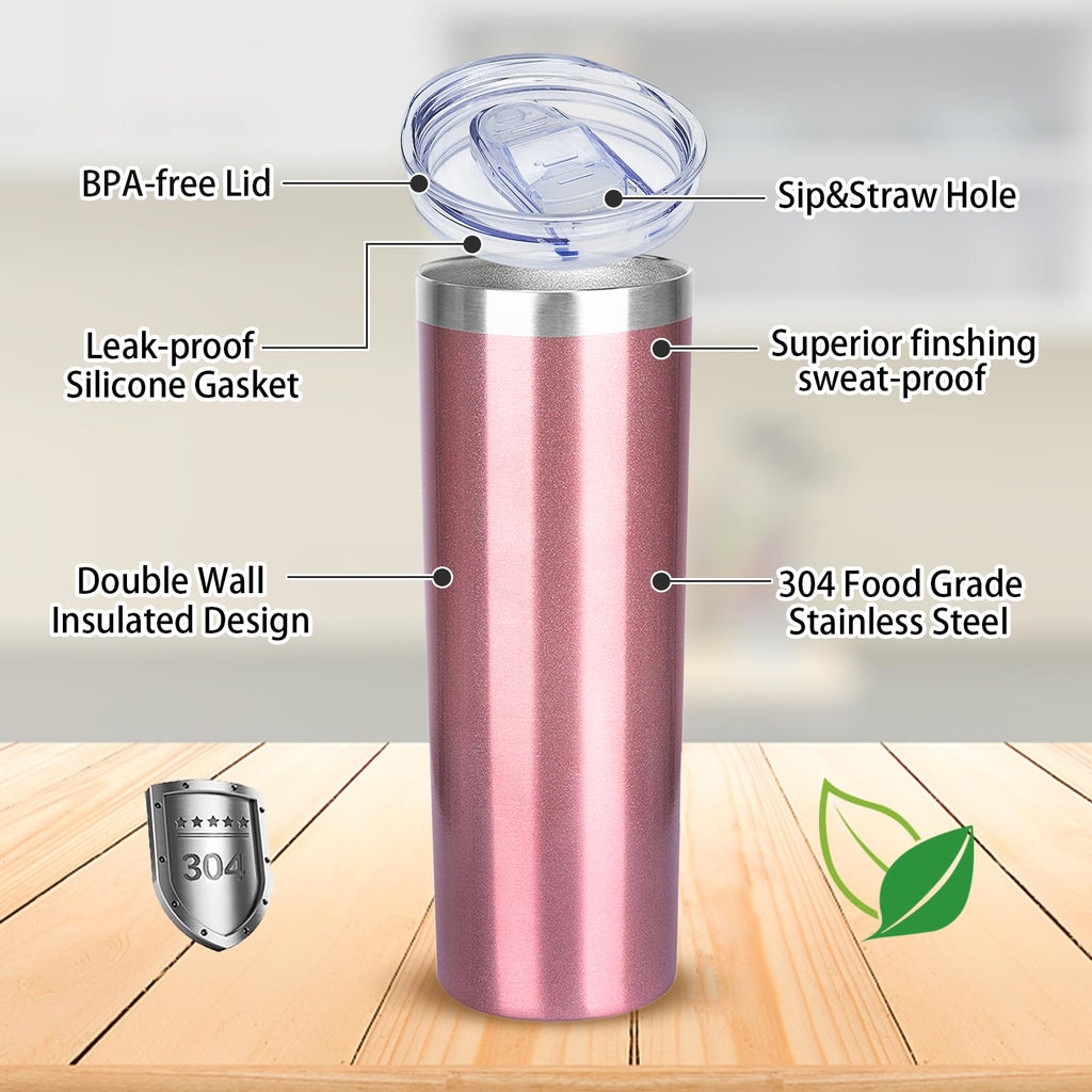 20 oz Stainless Steel Vacuum Insulated Tumbler with Lid and Straw C993359