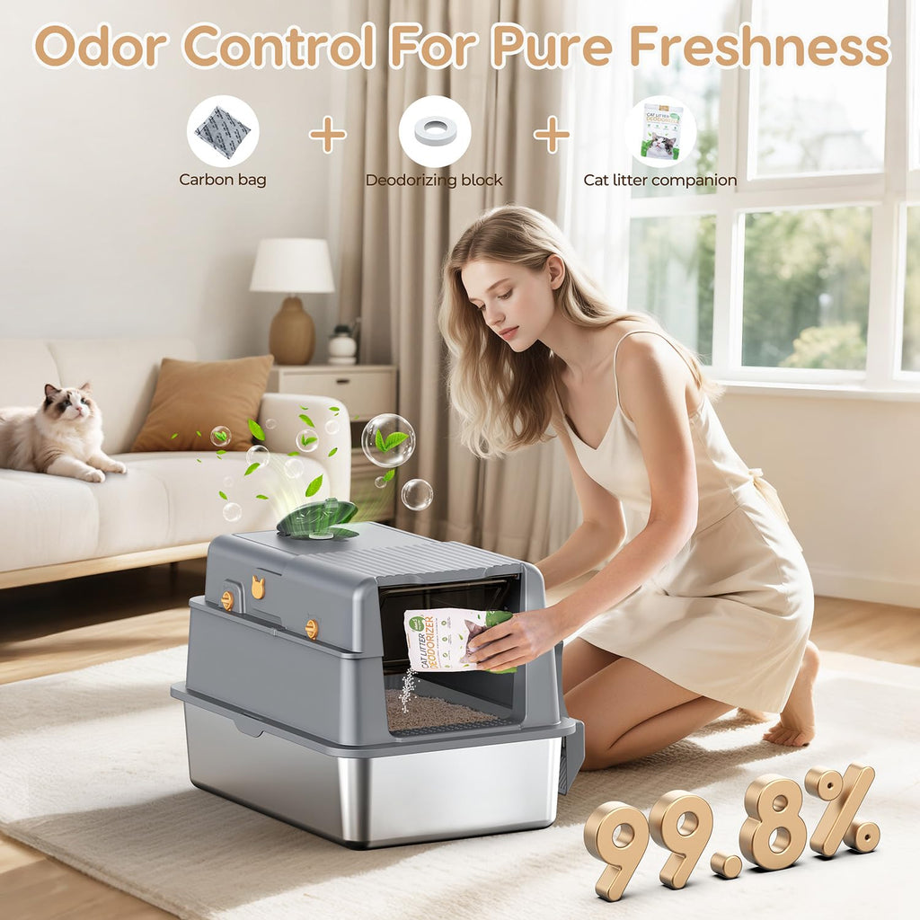 Stainless Steel Litter Box with Lid Z6866