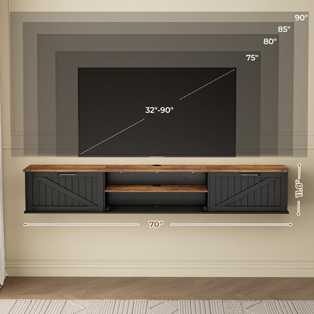 70" Black Floating TV Stand M223702