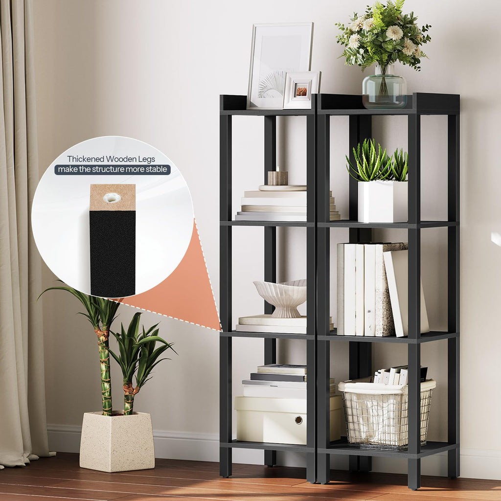 Black 4-Tier Wooden Bookcase Q2296