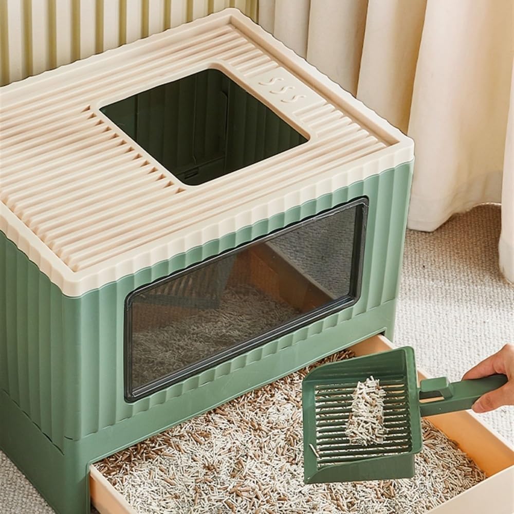 Foldable Top Entry Cat Litter Box with Lid Y402614