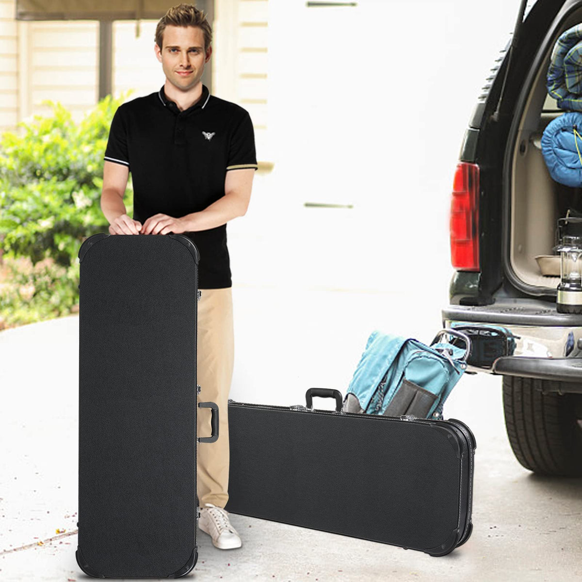 Black Electric Guitar Wood Hard Case with Handle G96454