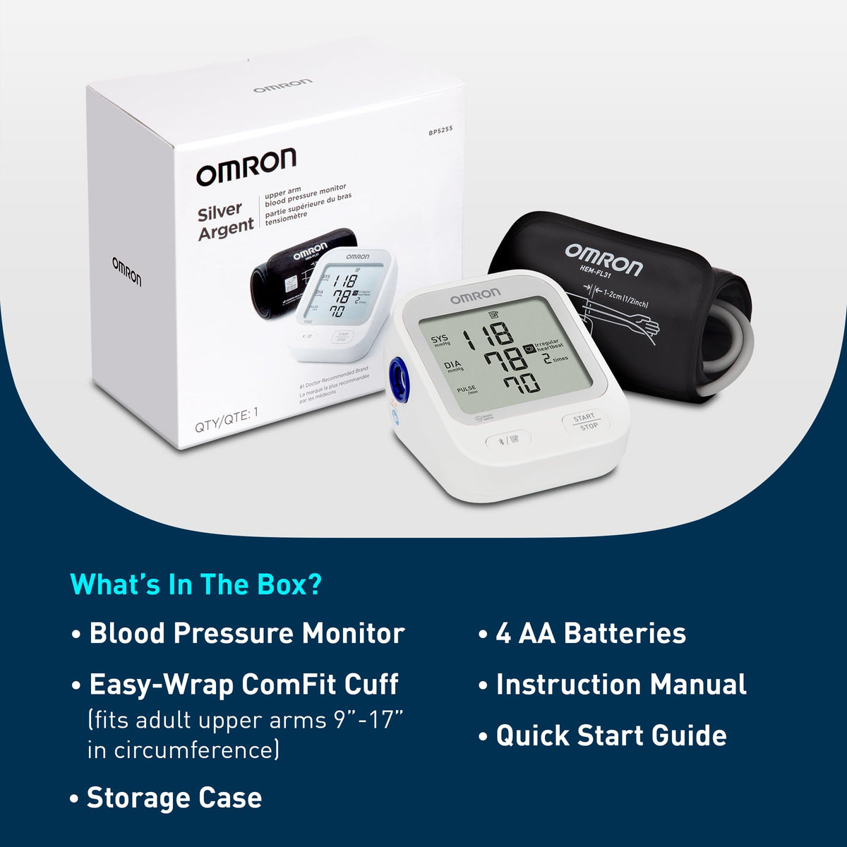 Silver Upper Arm Blood Pressure Monitor E75868