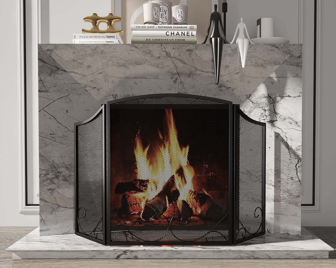 Black Wrought Iron Fireplace Screen P12288
