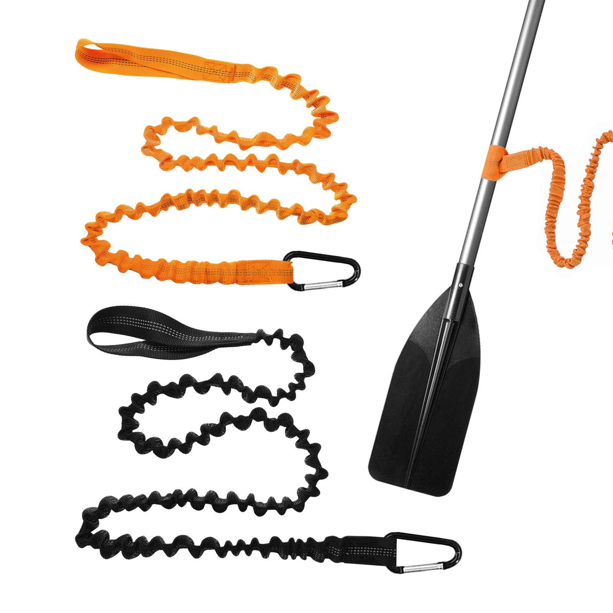 2 Pack Stretchable Kayak Paddle Leash with Carabiner D9976