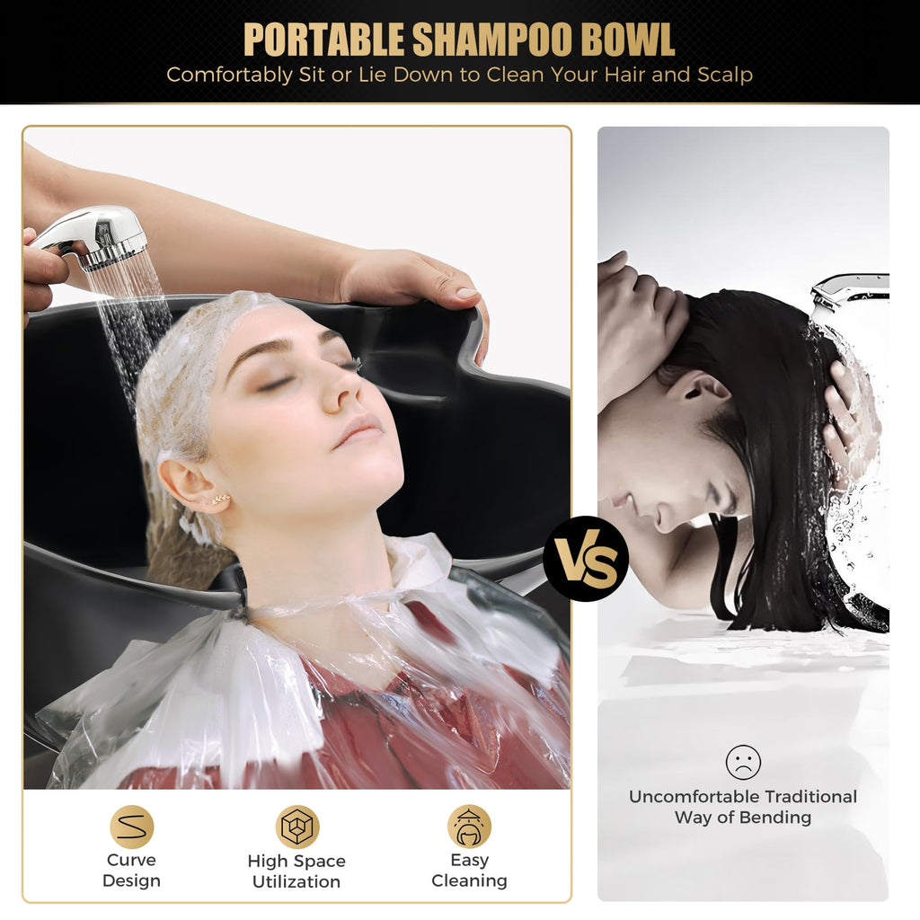 Portable Shampoo Bowl with Electric Pump, Height Adjustable Hair Washing Station R51465