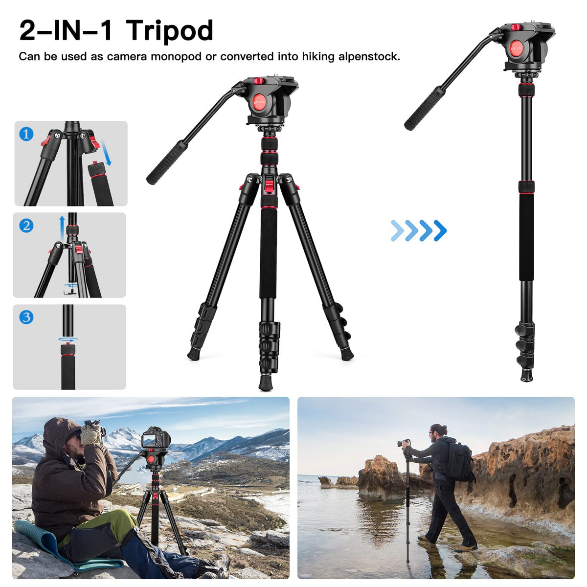 72" Heavy Duty Fluid Head Camera Tripod with Carry Bag X231189