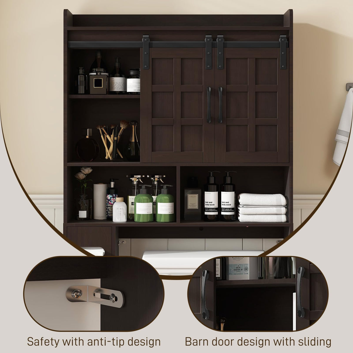 Over The Toilet Storage Cabinet with Sliding Doors N487838
