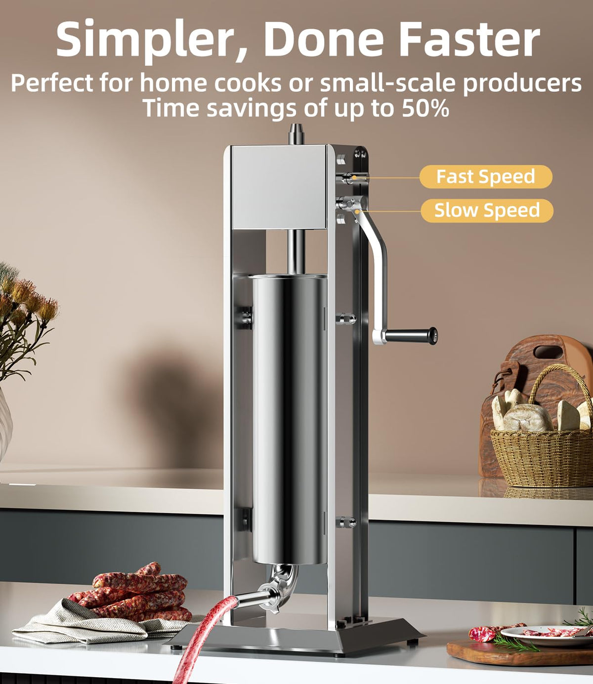 Manual Sausage Stuffer 15 Lb with 4 Stainless Steel Stuffing Tubes X93553