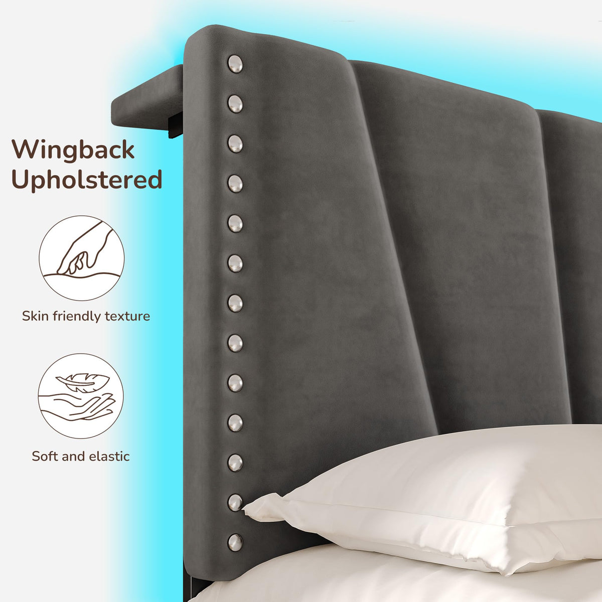 Twin Bed Frame with LED Lights & USB M9317