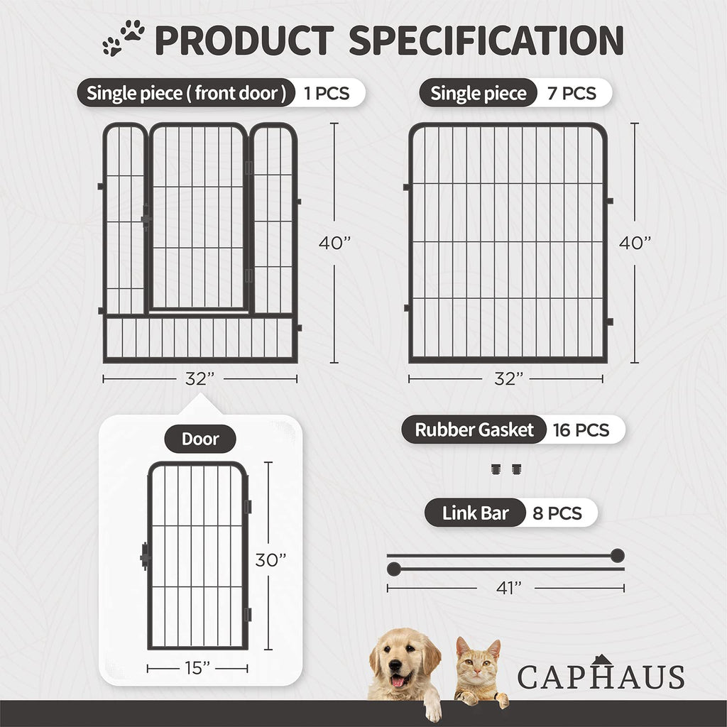 32 Inch Metal Foldable Pet Playpen with Door C24483