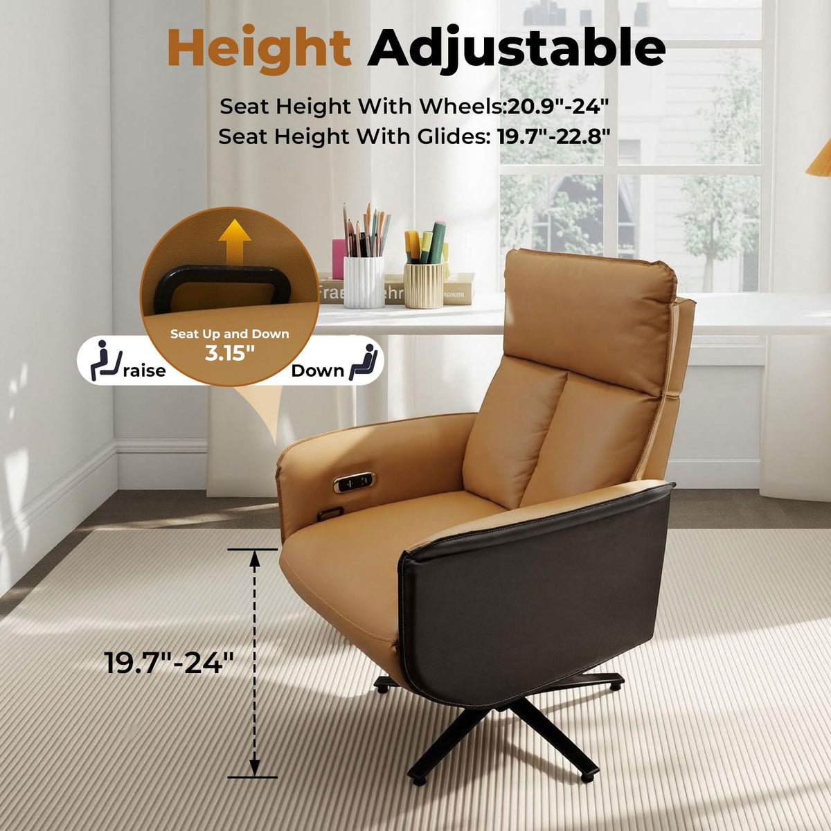 Executive Office Chair with Footrest, PU Leather, 300LBS Capacity T579234