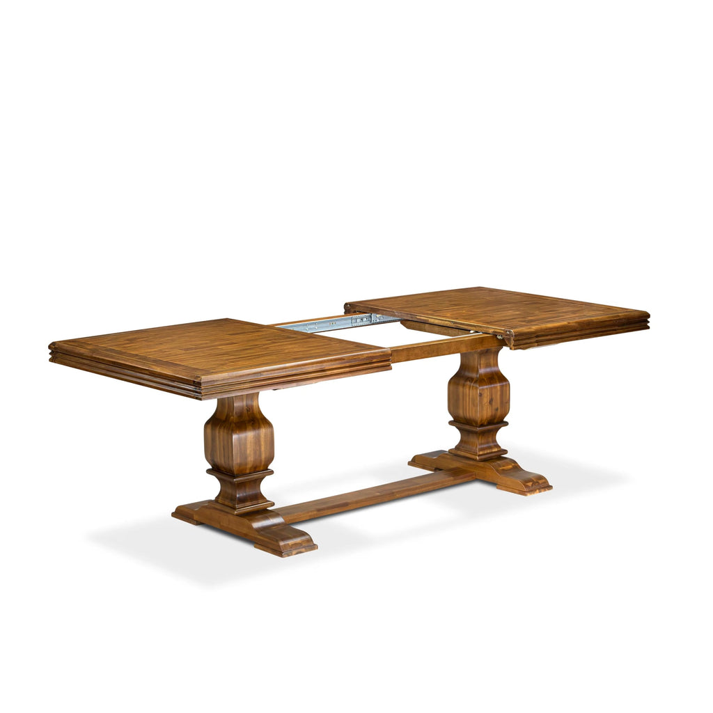 9 Piece Dining Table Set with 8 Beige Fabric Chairs D34025