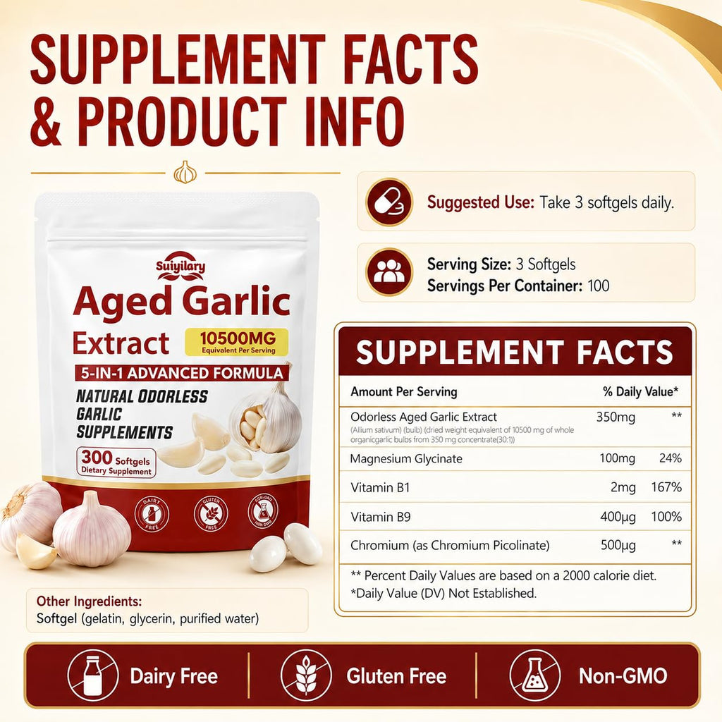 Aged Garlic Extract Supplements, 300 Softgels T29651