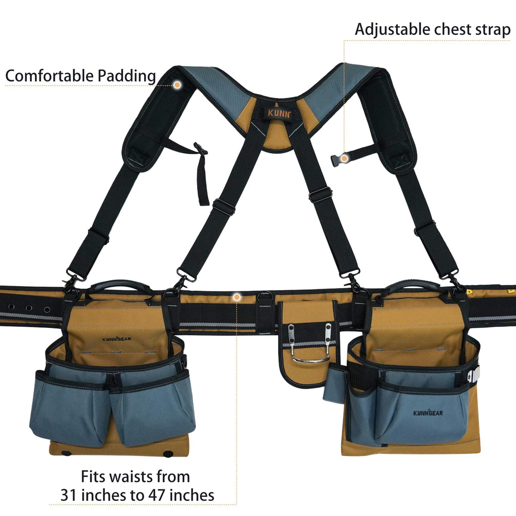 Khaki Carpenter Tool Belt with Suspenders G94317