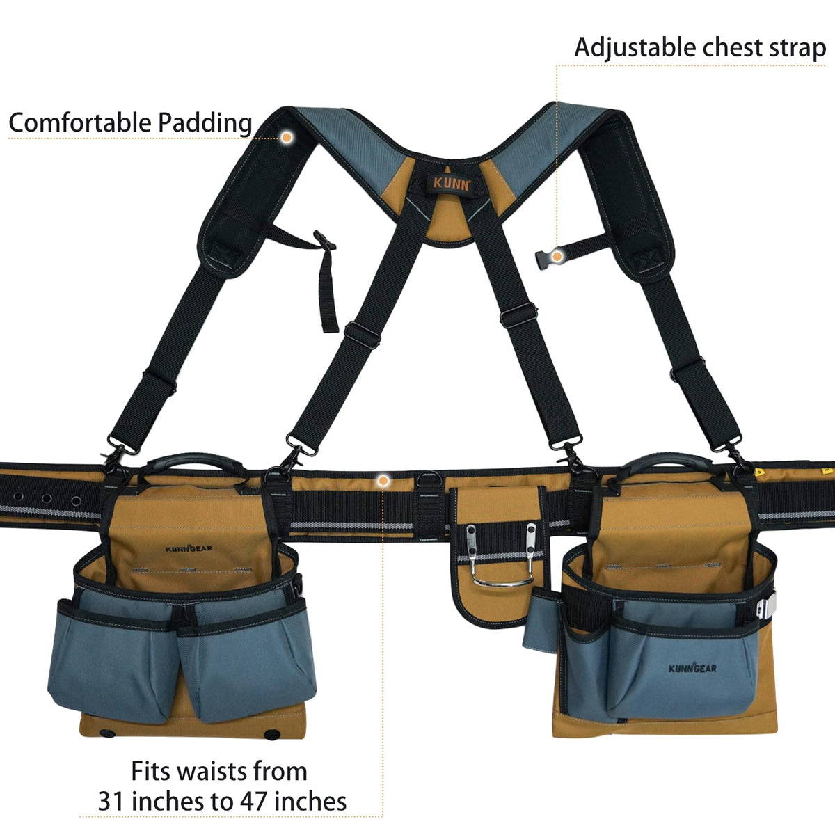 Khaki Carpenter Tool Belt with Suspenders G94317
