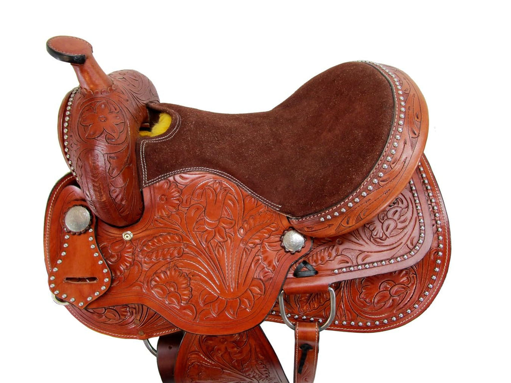 Tooled Leather Western Horse Saddle 15 16 17 18 G706