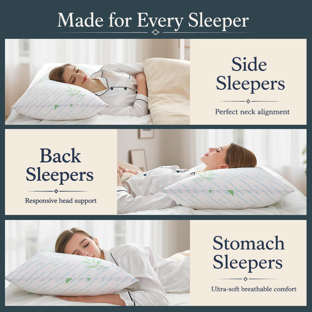 King Size Set of 2 Cooling Hybrid Bed Pillows H893