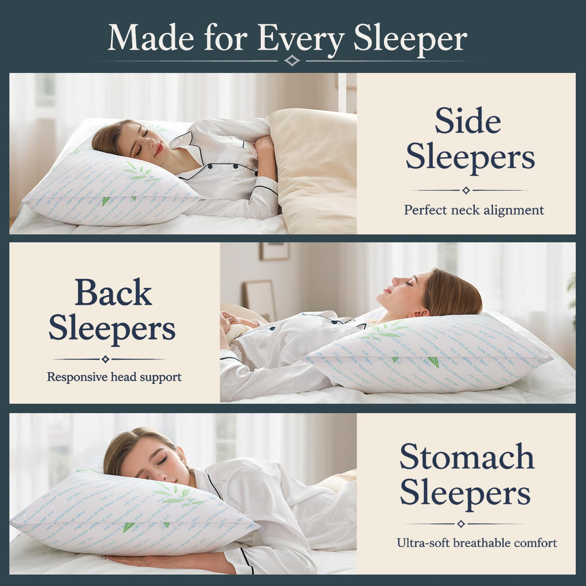 King Size Set of 2 Cooling Hybrid Bed Pillows H893