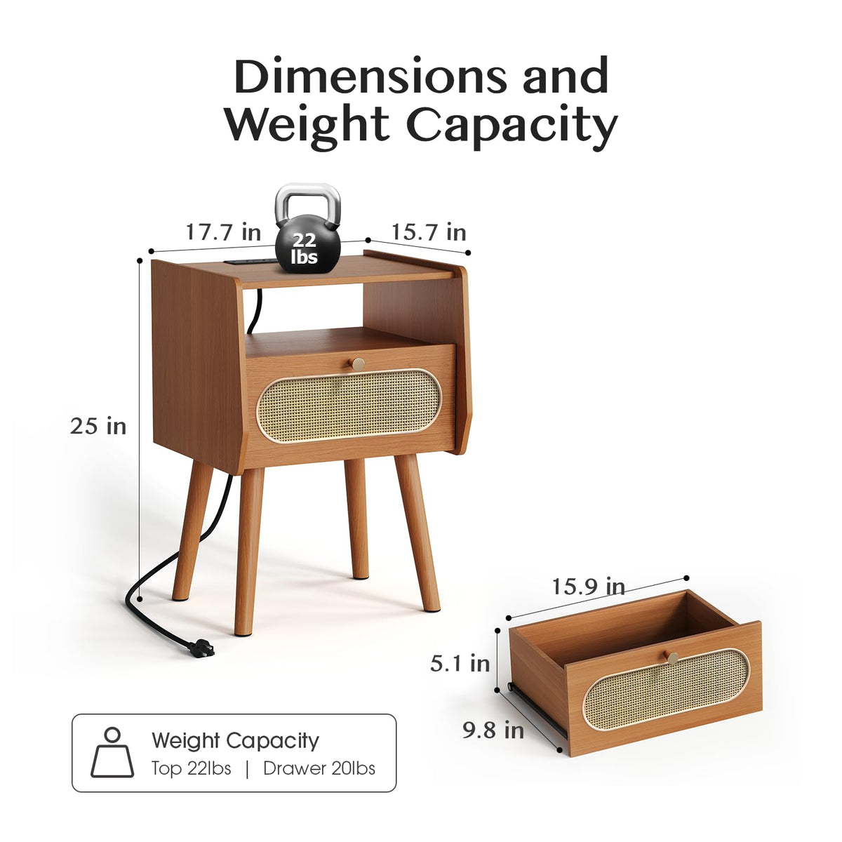 Mid Century Modern Nightstand Set of 2 X50146